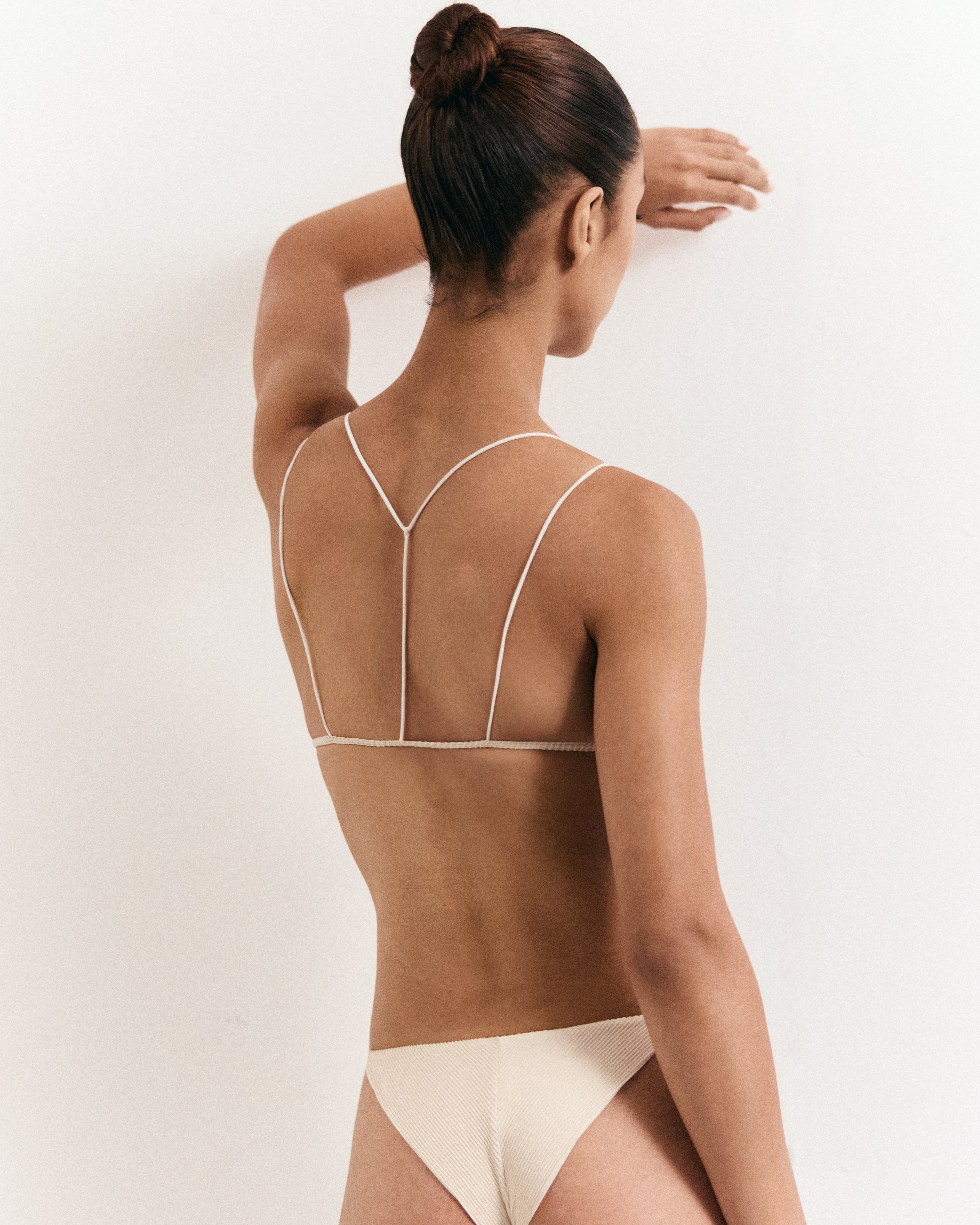 Triangle Double Straps + 90's Thin Straps w/ Texture - Bikini Set